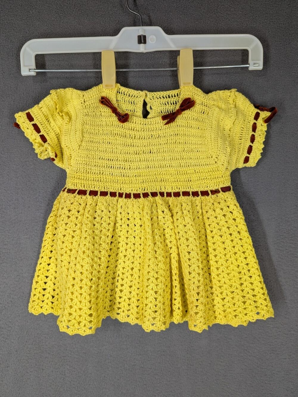 VTG Crochet Dress Pants With Snap In Liner 1-2 Year Old Yellow Red